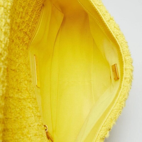 Chanel Yellow/Beige Quilted Tweed Small Chanel 19 Bag - Picture 6 of 9